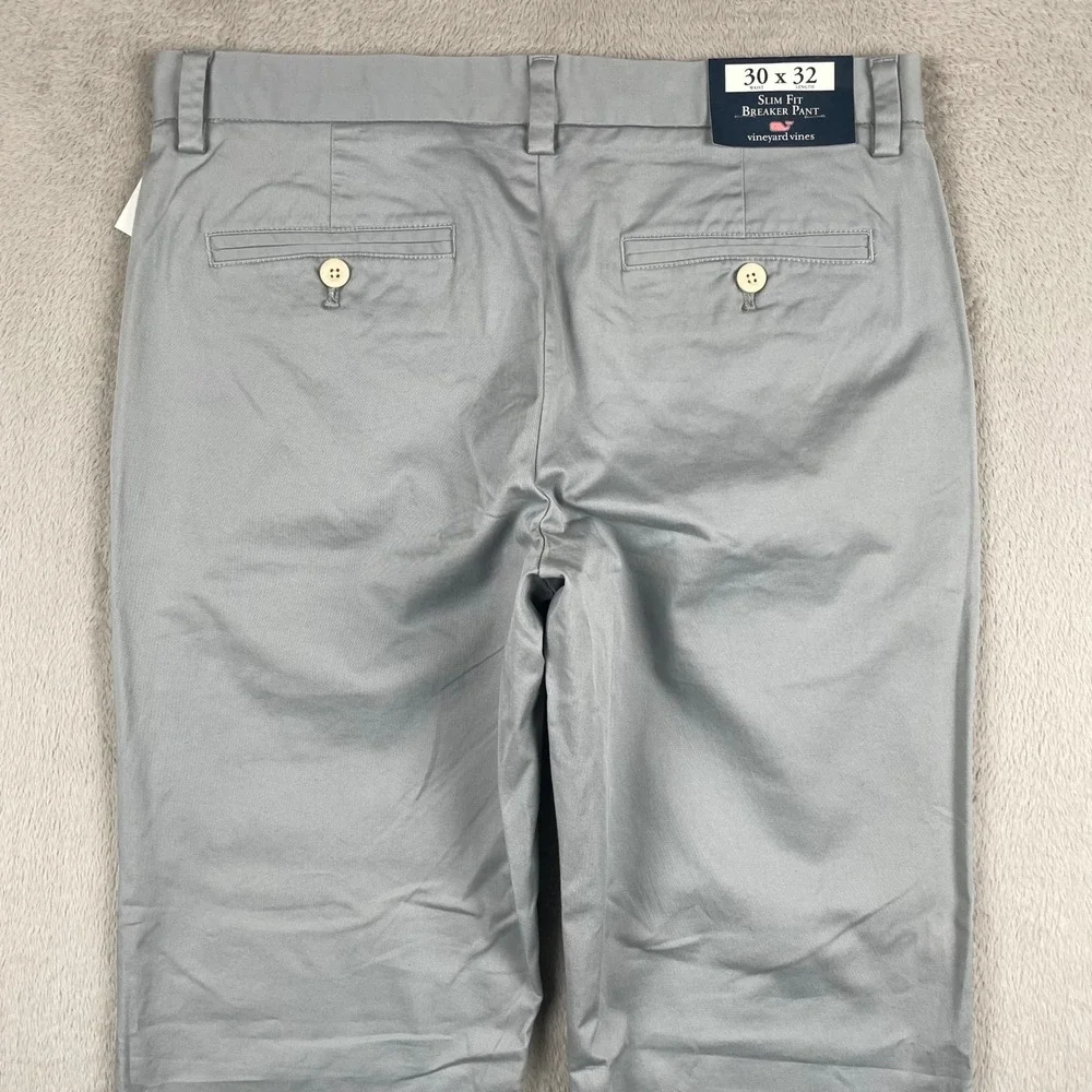 New Vineyard Vines Breaker Pant Men 30x32 Slim Fit Gray Preppy Golf Office Chino